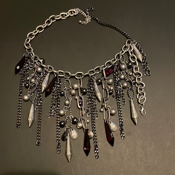 Silver statement exaggerated layered choker necklace - Picture 1 of 1